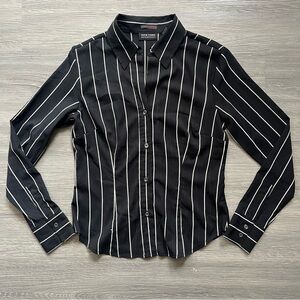 New York & Company Black and White Striped Shirt